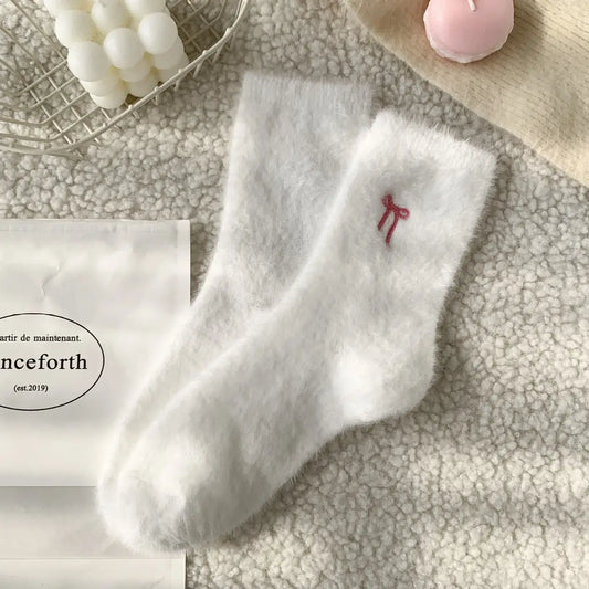 Plush Bow Socks