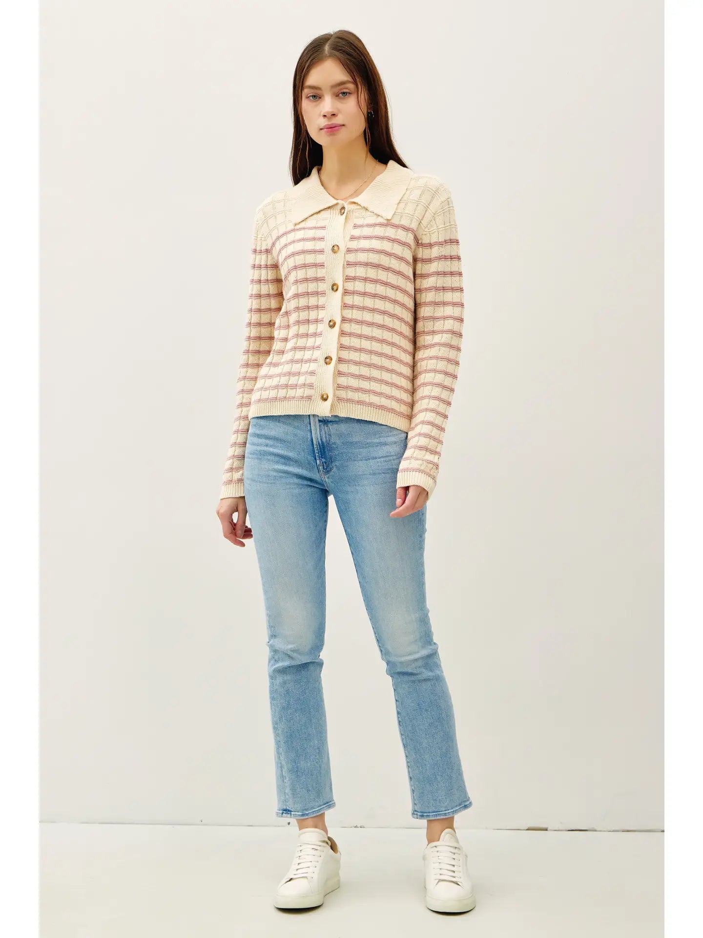 Collared Button Up Knit Cardigan