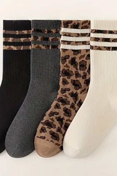 Animal Leopard Half Crew Throwback Socks