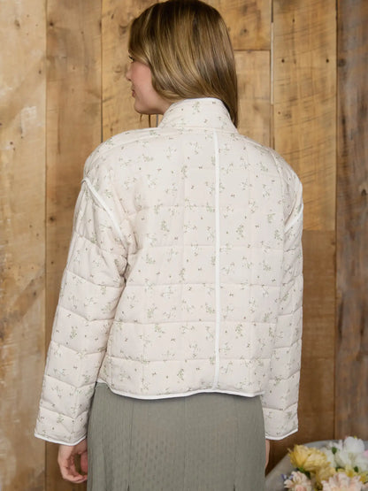 Quilted Floral Puffer Jacket