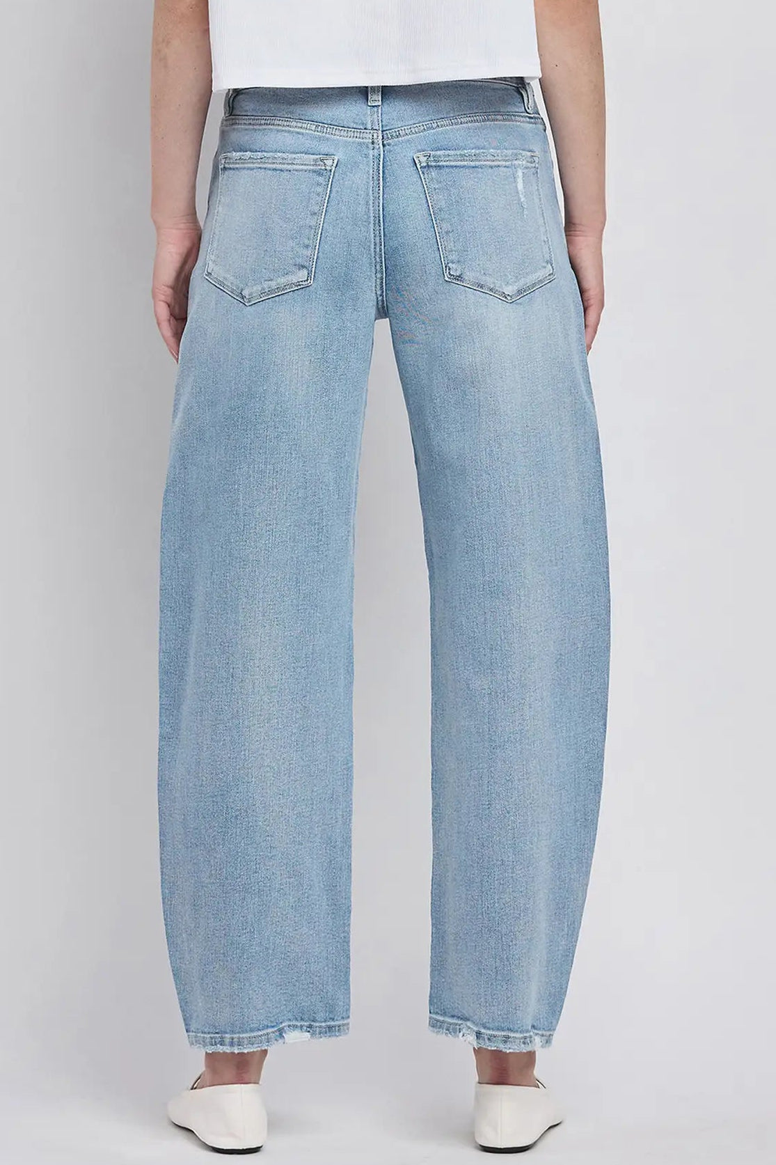 High Rise Light Wash Barrel Leg Jeans