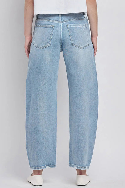 High Rise Light Wash Barrel Leg Jeans