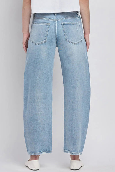 High Rise Light Wash Barrel Leg Jeans