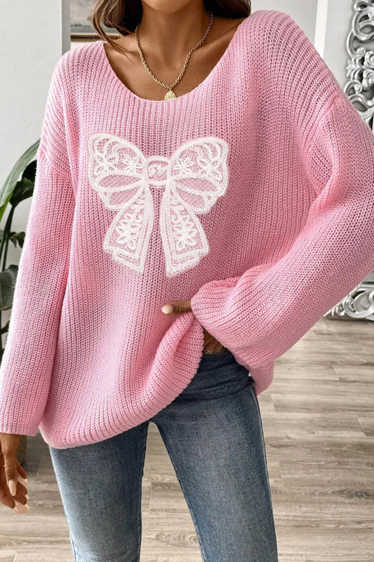 Bow Off-Shoulder Bell Sleeve Sweater