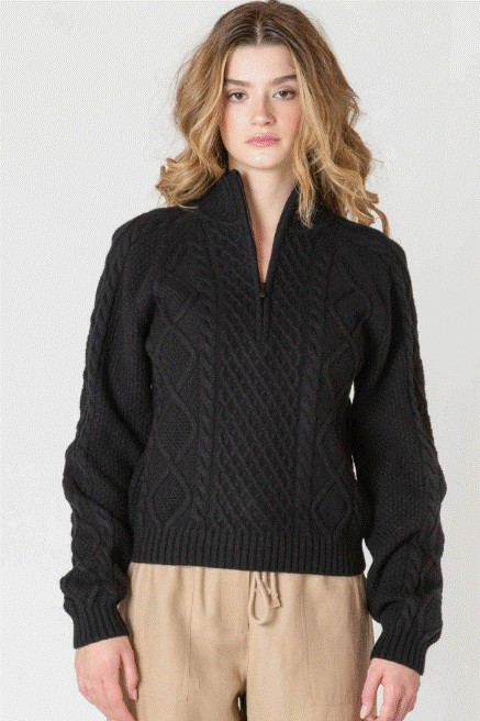 Half Zip Cable Sweater