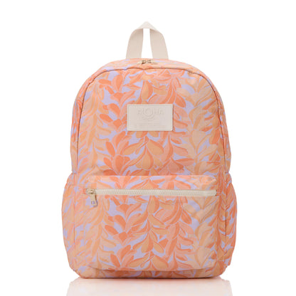 Backpack with a floral pattern on a white background