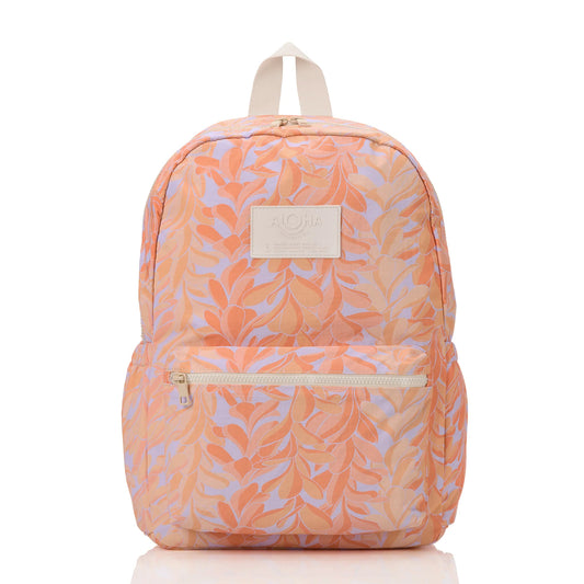 Backpack with a floral pattern on a white background