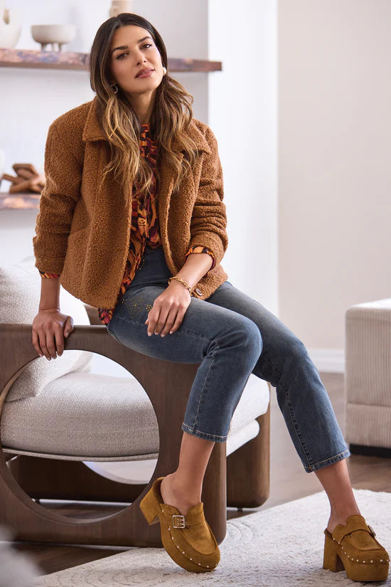 Soft Boucle Button-Front Jacket