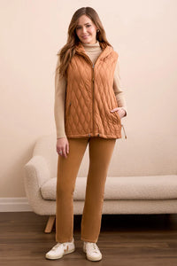 Quilted Cotton Long Hooded Vest
