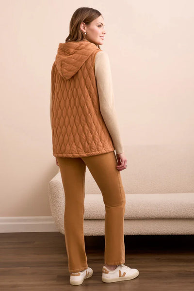 Quilted Cotton Long Hooded Vest