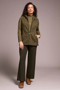 Quilted Cotton Long Hooded Vest