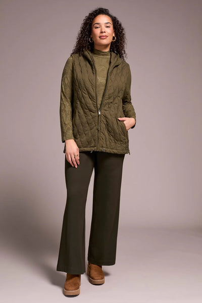 Quilted Cotton Long Hooded Vest
