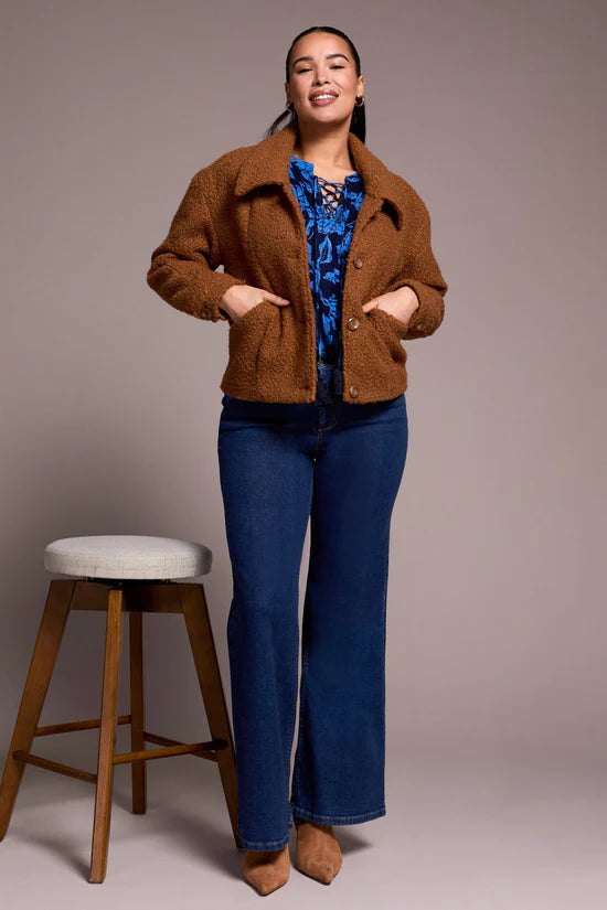 Soft Boucle Button-Front Jacket