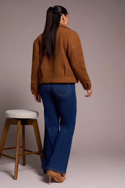 Soft Boucle Button-Front Jacket