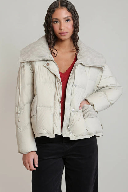 woman in puffer jacket