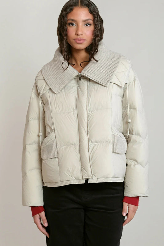 woman in puffer jacket