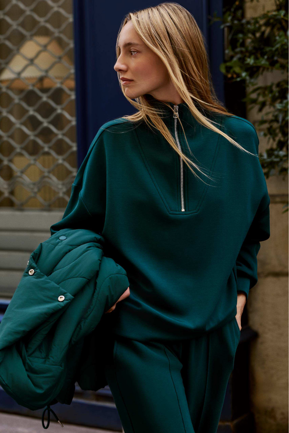 woman  wearing sweatshirt 