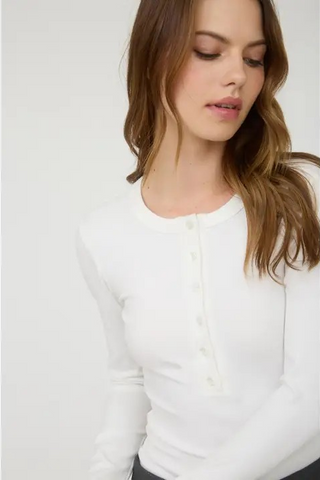 Ribbed Henley Knit Top